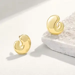 KissYan Regular Chunky Spiral Hoop Earrings for Women, 14K Gold Plated Stud Earrings Lightweight Chunky Hoop Earrings Hypoallergenic Fashion & Jewelry for Christmas Gifts