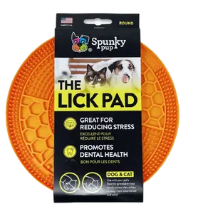 Spunky Pump Round Lick Pad for Pets - Great for Reducing Stress & Promoting Dental Health, Great for Dogs & Cats