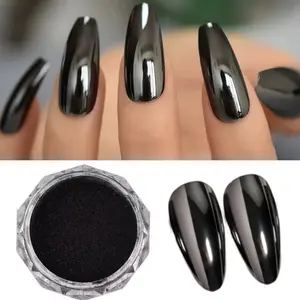 BLACK Chrome Powder- 2 grams each jar nail care nail art acrylic nail chrome nail y2k nails halloween nails