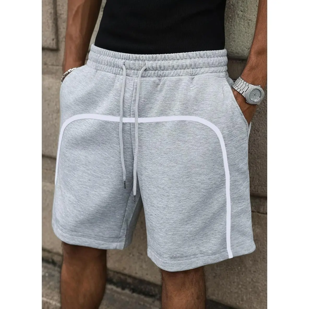 Straight-cut slim-fitting five-inch pants, pure color quick-dry shorts, cross-border shorts, popular knitted five-inch pants, European size loose beach pants.