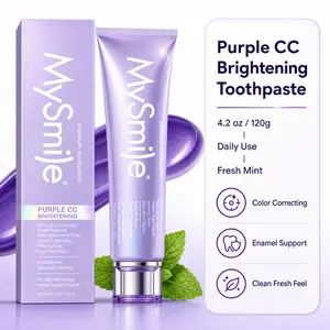 MySmile Instant Brighter Smile | Purple Teeth Whitening Toothpaste, Color Corrector for Yellow Teeth, Peroxide-Free Fresh Mint Daily Oral Care Fluoride-Free