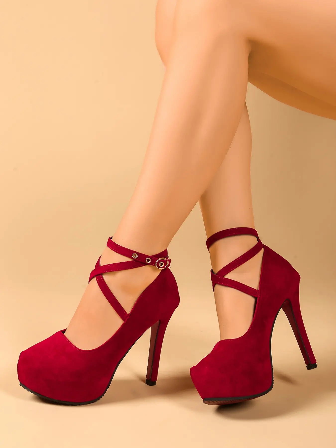 French Style Cross Strap Women's Sexy High Heel Sandals, Buckle Stiletto Sandals, Elegant Party Shoes, Spring & Fall New Fashion, 12cm Thin Heel, Anti-Slip, Multi-Color, Velvet Sole, Dressy Sandals, Elegant Classy Sandals