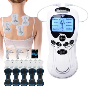 8 Modes Body Neck Digital TENS EMS Unit 2-Channel Tens Electrostimulator Muscle Stimulator Massager with 15 Intensity Levels for Pain Relief Acupuncture Slimming Physiotherapy Massage Machine Health Care