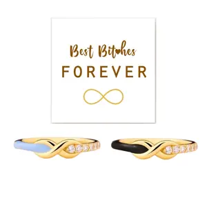 Best Friends Forever Matching Half Enamel Infinity Rings  Fade Resistant & Adjustable, Symbolizing an Unbreakable Bond of Friendship