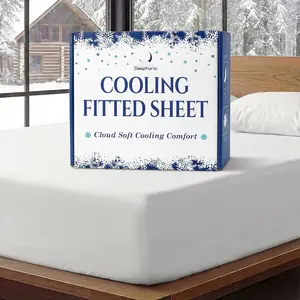 Cooling Fitted Sheet Queen Size - 1 PC Cooling Sheets for Hot Sleepers & Cool Rest w/ 16 in Deep Pocket - Corner Straps, Cloud Soft, Ultra Durable - 57 x 77 in (White)
