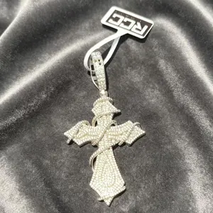2255  Bling Wrapped Cross Pendant, Statement Hip Hop Charm, Bold & Edgy Design for Everyday Swagger outdoorfun