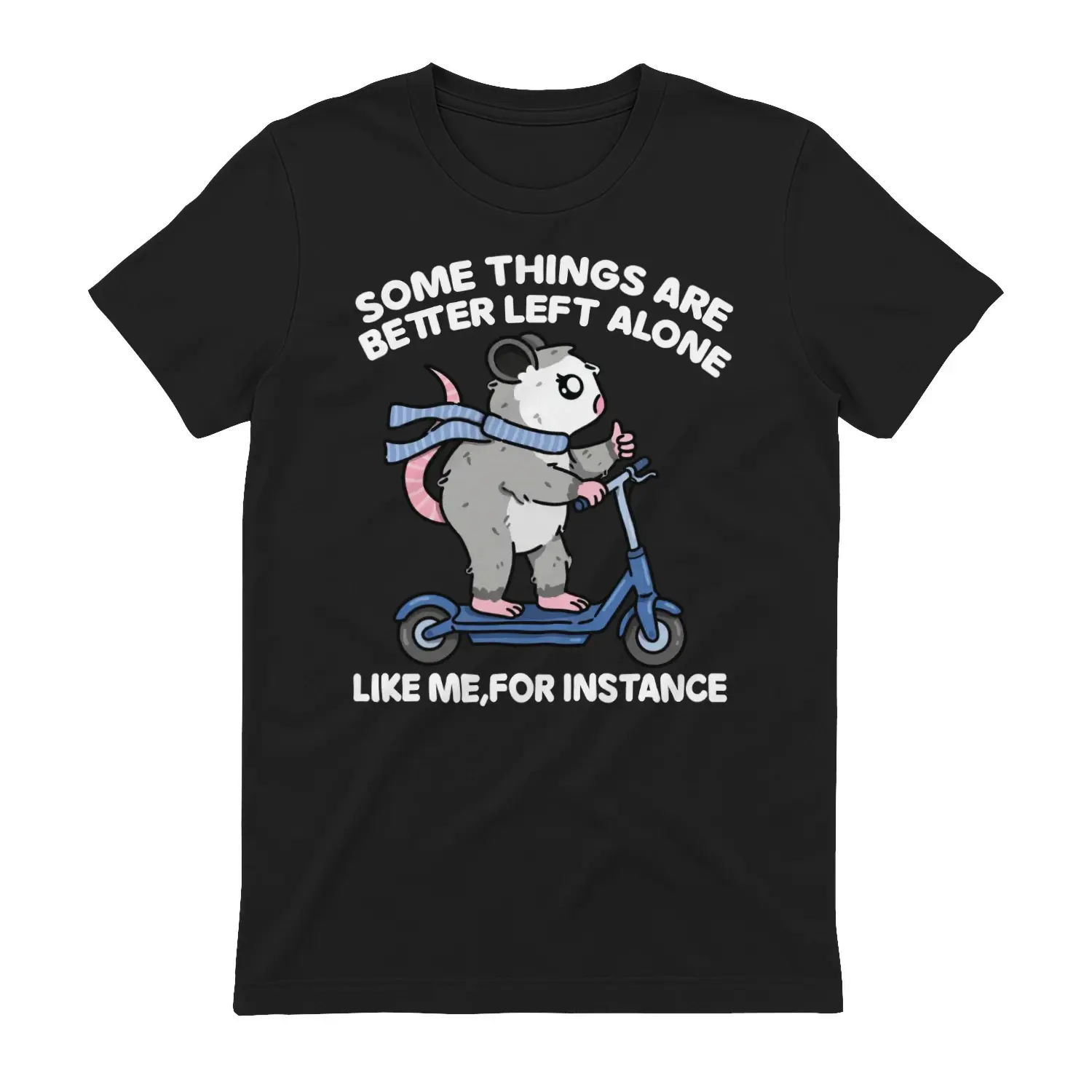 Funny Opossum Graphic T-Shirt, Oversized Short Sleeve 100% Cotton Top for Introverts, Casual Round Neck with Quiet Life Quote, Shortsleeve, Tshirt, Casual Wear, Breathable, Breathable Fabric, Introvert Theme, Slogan Print