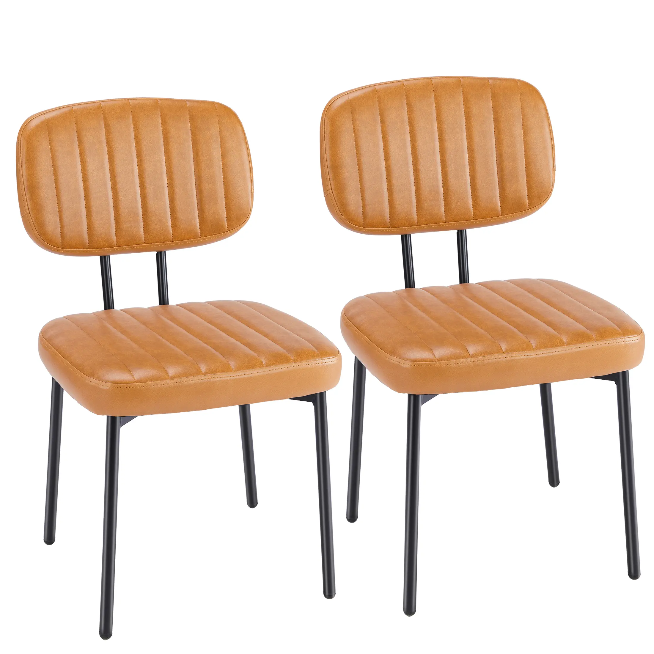 【Deal】Mid-Century Modern Upholstered Dining Chair Set - Faux Leather Cushion Seat, Metal Legs, Back-Friendly, Comfortable - for Kitchen Island, Dining Table, Indoor Kitchen, Living Room Use, Dining Table Chairs, Kitchen Island Chairs