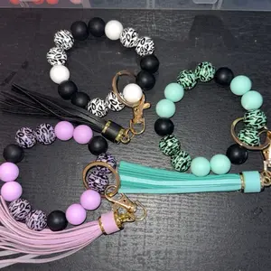 Beaded Wristlet with Colorful Beads and Tassel Charm for Stylish Accessory