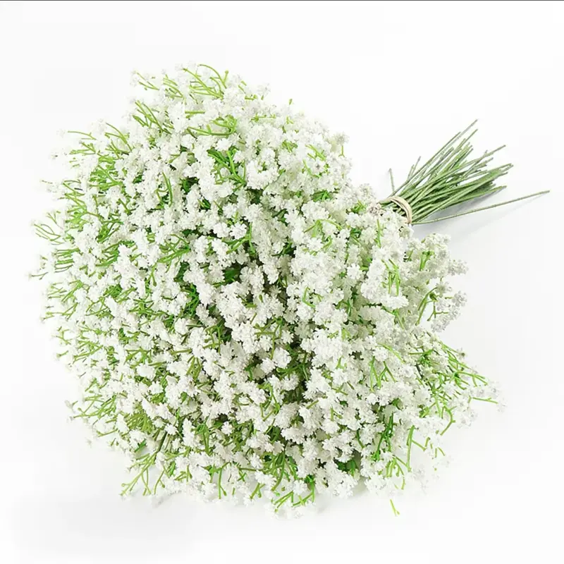 Real-Touch Artificial Baby's Breath Gypsophila Bouquet Flowers with Initial Accents, Decorative Plastic Flower Arrangements, Floral Decor for Wedding Centerpieces, Casual Creative Craft Supplies That Adds Romance to Weddings and Parties