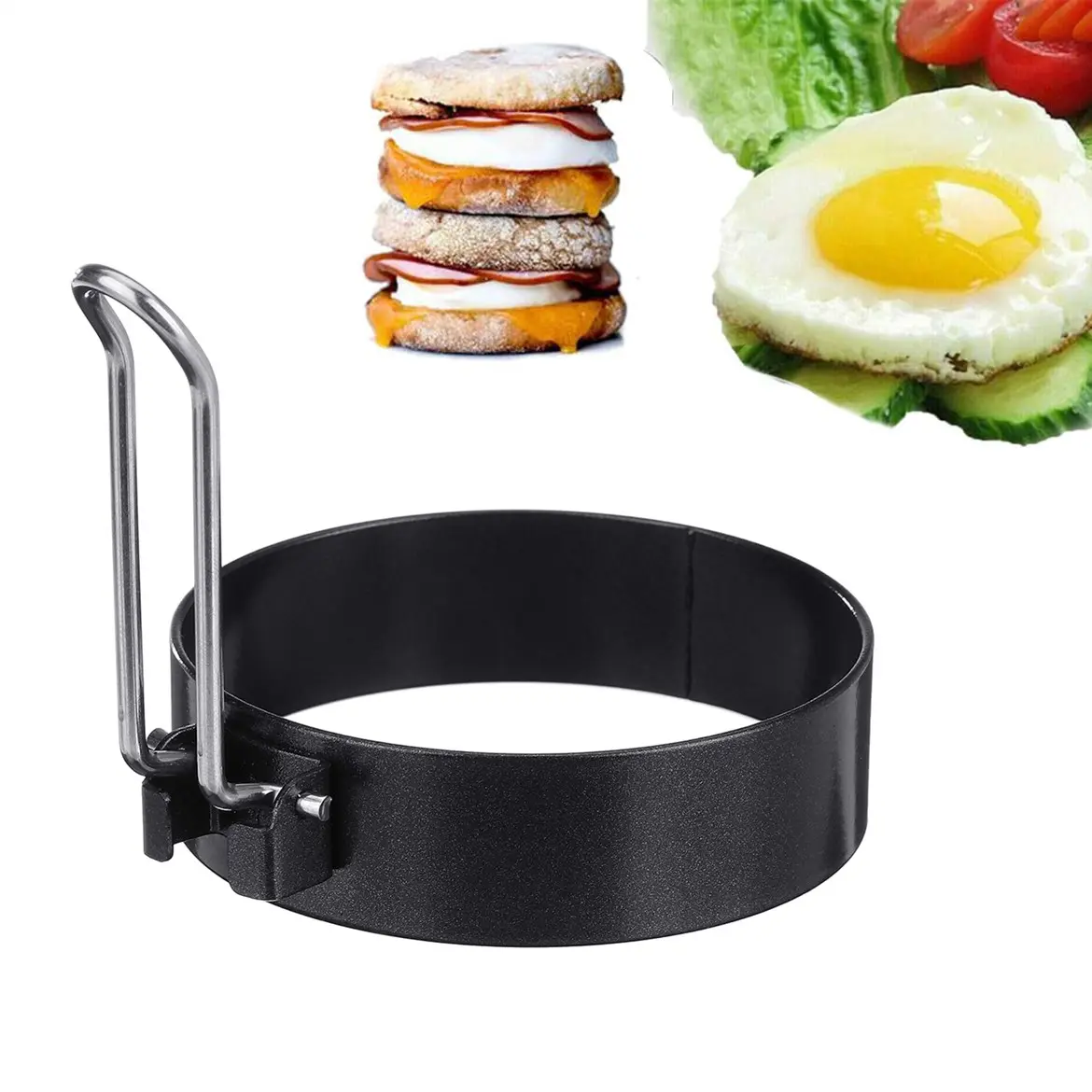 Egg Rings with Silicone Handle, Stainless Steel Egg Cooking Rings Nonstick For Frying Eggs and Egg Mcmuffins Egg Mold For Breakfast