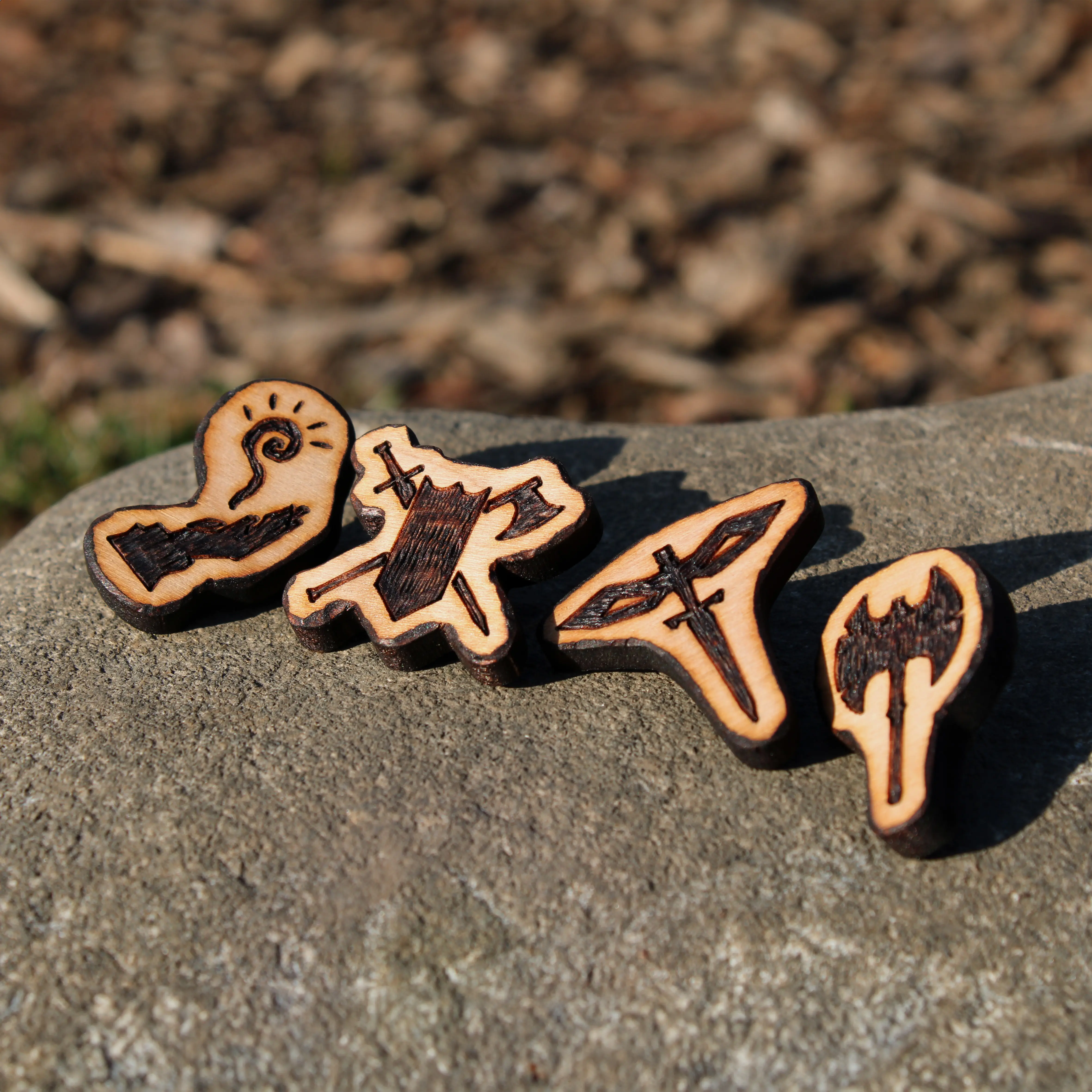 DND ALL Class Icons Pin/Keychain - HANDMADE WOODBURNED ACCESSORY