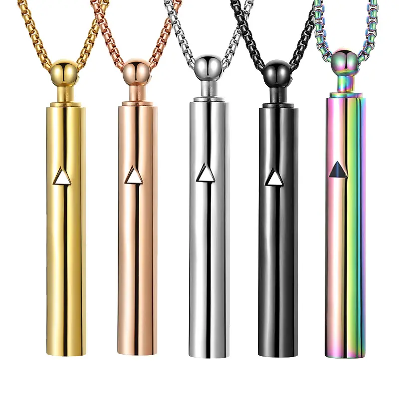 Anti-Anxiety Breathing Necklace, Whistle Shape Pendant for Stress Relief, Quit Smoking Aid & Yoga Meditation, Titanium Steel Anxiety Reliever Necklace with Adjustable Chain for Men and Women, Calm Breathing Tool for Stressful Moments