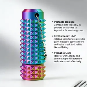 360° Rotating Stress Relief Massage Stick, Palm Massager, Anxiety Reliever, Portable Keychain, Sensory Fidget Keychain, Comfortable Hand Feel, 3.1in X 1.2in