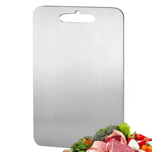Stainless Steel Chopping Board, 1 Piece Double Sided Food Grade Chopping Board, Kitchen Cutting Board, Cooking Cutting Board for Meat, Fruit, Vegetable, Durable Chopping Board
