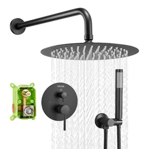 VEVOR Shower Faucet Set, Rainfall Bathroom Shower System with 10 - Inch Round Rain Shower Head and Handheld Spray, Wall Mounted Bath Fixtures with Brass Valve and Trim Kit, Brushed NickelVEVOR Super Brand Day