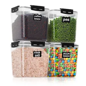 Thickened Sealed Food Storage Container set with lid 4.4L/148oz 4-pack BPA-free Waterproof Pantry kitchen organizer Dry Grains plastic Airtight jar Airtight Silicone flour  storage dry food brownsugar  storage sugar storage plastic kitchen airtight food