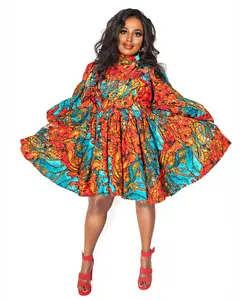 Colorful Teal and Orange Ankara Dress