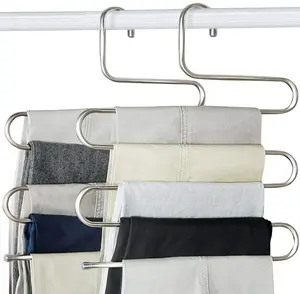 Trousers Hanger 5 Layers S Shape Pants Scarf Hanger Holder Closet Space Saver