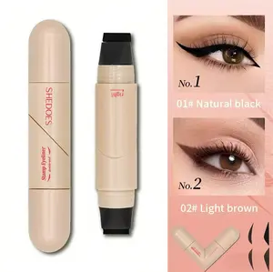 Rotating Wing Eyeliner Stamp, Double HeadedLiquid Eye Liner Pen,Smudge-Proof, Sweat-Resistant,Long Wear Precision Tip for Sharp CatEve Look, Perfect for Beginners & Makeup Lovers double-ended eyeliner stamp pen
