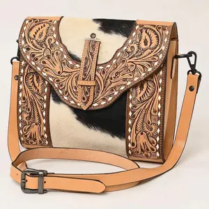 Saddleback Hand Tooled Leather Crossbody Purse