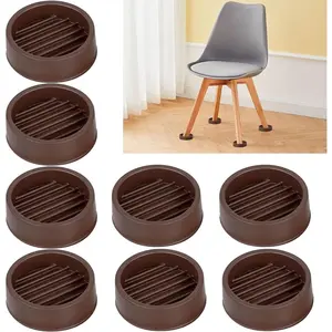 Hardware tools 1.5" x 1.5" Rubber Furniture Pads, 8 PCS Non Slips Furniture Casters Cup Chair Leg Floor Protectors for Bed Sofa Table and Chair Stopper (Brown,Round)