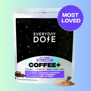 Everyday Dose Coffee+ Mild Roast Beverage | Coffee Blend with Lion's Mane, Chaga, L-Theanine, and Collagen Protein | 14 Serving
