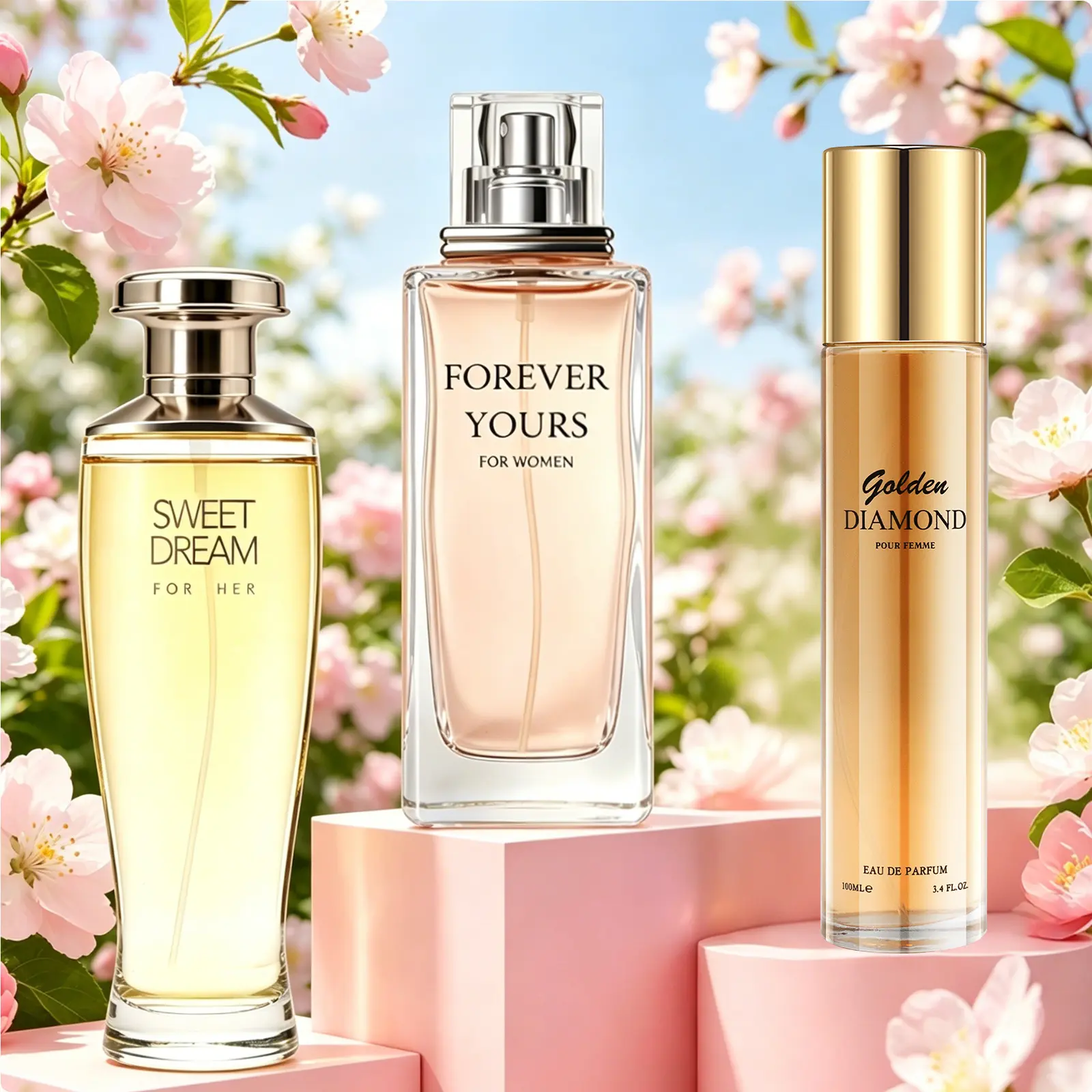 3-Pack Women's EDP, Oriental + Aldehydic Floral + Fruity Floral, Peony Vanilla Jasmine / Aldehydic Lily Tuberose Jasmine / Quince Sorbet Lychee Peach Peony Neroli, Long-Lasting 6-8H, Perfect for Dates Daily Parties Business Gifting, Daily Wear, Spray On S