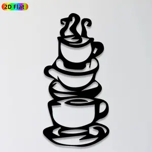 [1pc] Coffee Cup Stack Metal Wall Art,Coffee Cup Statue Mural, Ideal Gift for New Year, Easter, Coffee Cup Decor Enthusiasts, Rust-Resistant Metal Wall Decor Wall Sculptures, Perfect for Kitchen Wall & Garden Fence, Unique Year-Round Home Decor