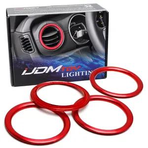 iJDMTOY 4pc Set Sports Red Anodized Aluminum AC Vent Opening Surrounding Ring Trims For Jeep 2018-up Wrangler JL, 2020-up Gladiator JT