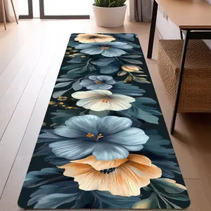 Floral Pattern Hallway Runner Rug, 1 Count Modern Non-slip Washable Floor Mat, Soft Non Shedding Decorative Carpet for Home Living Room Bedroom