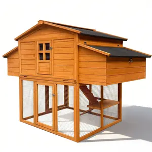 Chicken House for Outdoor with Two Nesting Box, Leakproof Pull-on Tray, and UV-Resistant Roof Panel(Sent out in 2 packages)