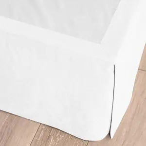 Casaluna Linen Blend Bedskirt Plain Weave 15" Drop Box Pleat White Full/Queen