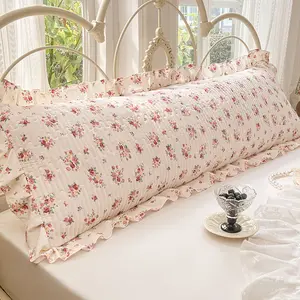 Cloud Cotton Pillowcase with Floral Edge, Soft Skin-Friendly, Dormitory Use, Couple Twin Size Inner Cushion, Multiple Sizes Available, Bed Linens