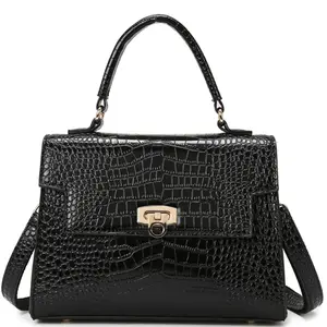 Makukke Birkin Bags for Women Shoulder Bag Pu Leather Handbags Crocodile Pattern Top Handle Purse Trendy Crossbody Bag for Women Flap Satchel Bags