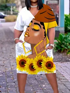 Plus Size Woman & Flower Print Dress