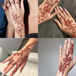 4 Sheets Brown Henna Tattoo kit Lace FakeTemporary Tattoos Stickers Waterproof Henna Tattoofor Women Wedding Cosplay Party Festival HolidayFace Body Art Tattoos Decor sheet temporary tatto0sticker