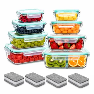 8-Piece Premium Glass Food Storage Container Set with Dividers – Airtight & Leak-Proof,Microwave, Oven, Freezer & Dishwasher Safe – BPA-Free, Stain-Resistant, Easy-to-Clean Meal Prep & Lunch Box Kitchen Storage Set with Silicone Lids, Stackable.containers