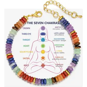 Natural Chakra Stone Beaded Bracelets for Women - Seven Color Gemstone Spiritual Jewelry Gifts