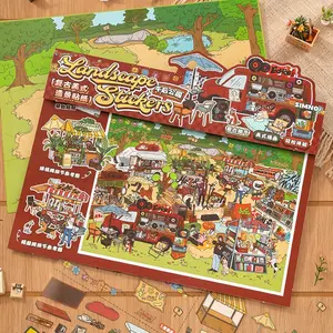 Vintage American Style Deco Stickers Pack, Durable Creative Hand Account Scrapbook Decor Material, DIY Diary Notebook Clip Art Frame Phone Case Tablet Cup