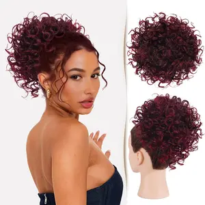 Big Size Messy Bun Hair Piece Ponytail Extension Short Drawstring Ponytail with Comb Elastic Fake Hair Extensions Fully Pony Tail Wig Hair Pieces for Updos for Women