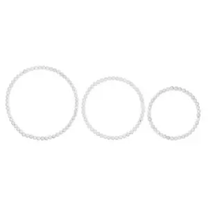 Set/3 Wood Bead Wreaths W/25Mm Beads