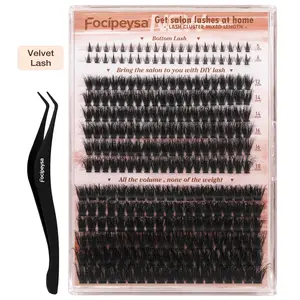Focipeysa Velvet Lashes |Professional Salon Lash Extensions Look, Home Application | 12-18mm D Curl | Waterproof, Ultra-Dense & Long Lasting | Effortless DIY D-Curl for a Volume Fluffy Eye Look