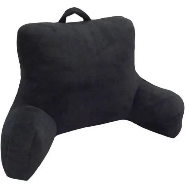 Micro Mink Plush Backrest Lounger Pillow in Rich Black Poly Micro Mink