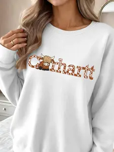 Carhartt Denim Crewneck Loose Sweatshirt for Women, Fun Denim Gift for Animal Lovers, Ideal for Fall and Winter Wear