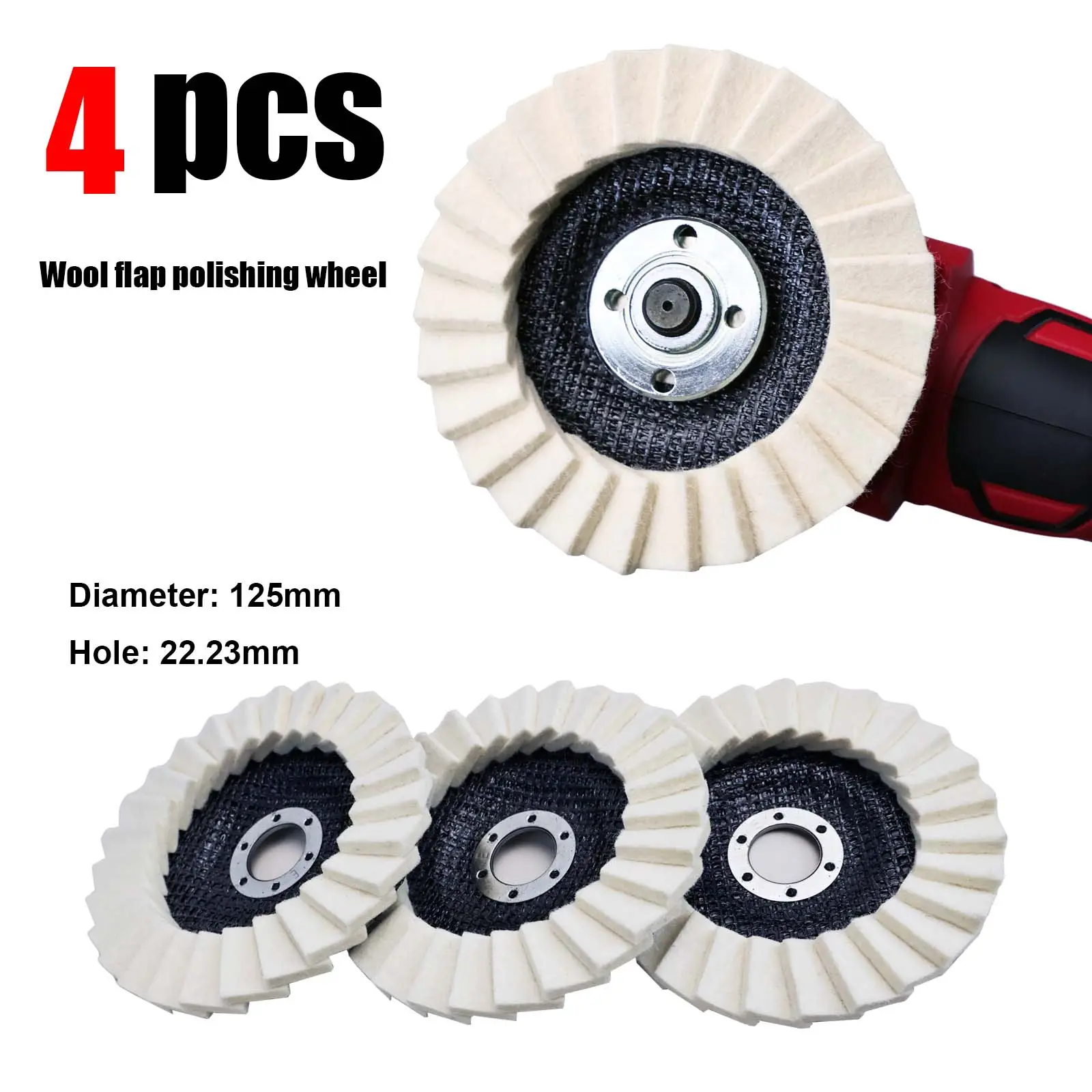 4PCS 5-in (125mm) Circular Grinding Wheel Wool Polishing Pads, Compact Power Tool Accessories for 4.5-in Angle Grinders (13000 RPM), All Seasons Use for Metal, Aluminum, Ceramic Surface Repair Finishing