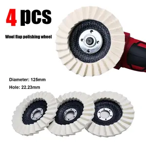 4PCS 5inch (125 mm) Wool Polishing Wheels Buffing Pads Angle Grinder Accessories, suitable for polishing car paint, metal, tile, glass and stone, surface repair finishing