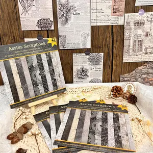 Vintage Scrapbooking Paper Pad, 12-sheet Scrapbooking Paper Pad, Card Stock for Journaling, Collage Art, Greeting Cards, Scrapbook & Crafts
