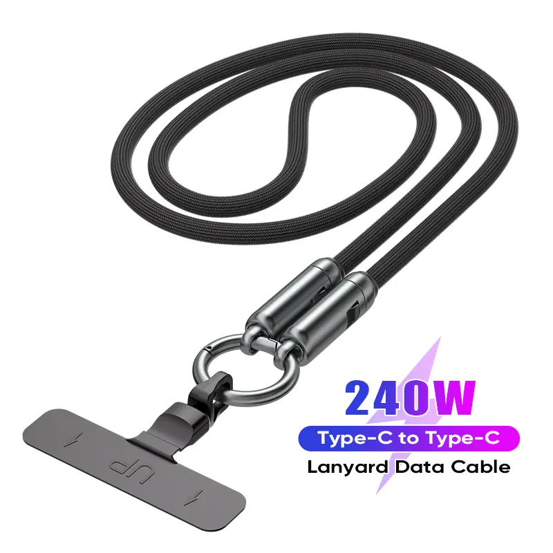 240w USB-C Fast Charging Phone Lanyard, Durable 7mm Nylon Material, Crossbody Wrist Strap Design, Compatible with iPhone Samsung Pixel