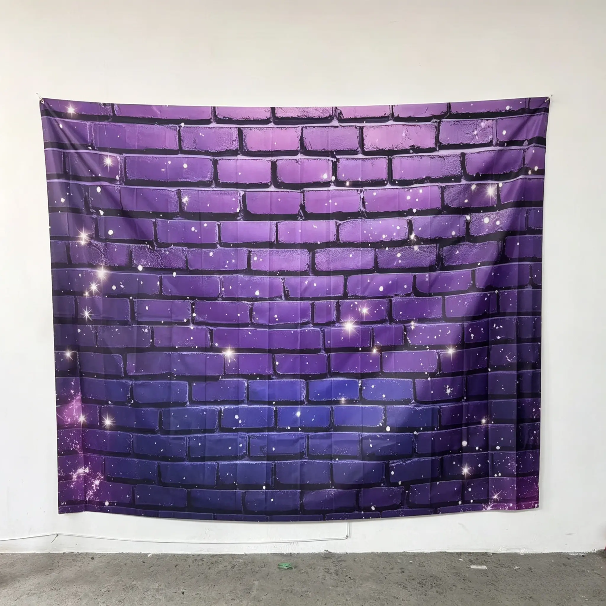 Purple Brick Wall Pattern Backdrop, 1 Count Starry Sky Pattern Wall Decoration, Indoor & Outdoor Decoration, Photography Background, Curtains, Tablecloth, Banners, Wedding Arch Backdrop, Backdrop Picture, Indoor Backdrops, Party